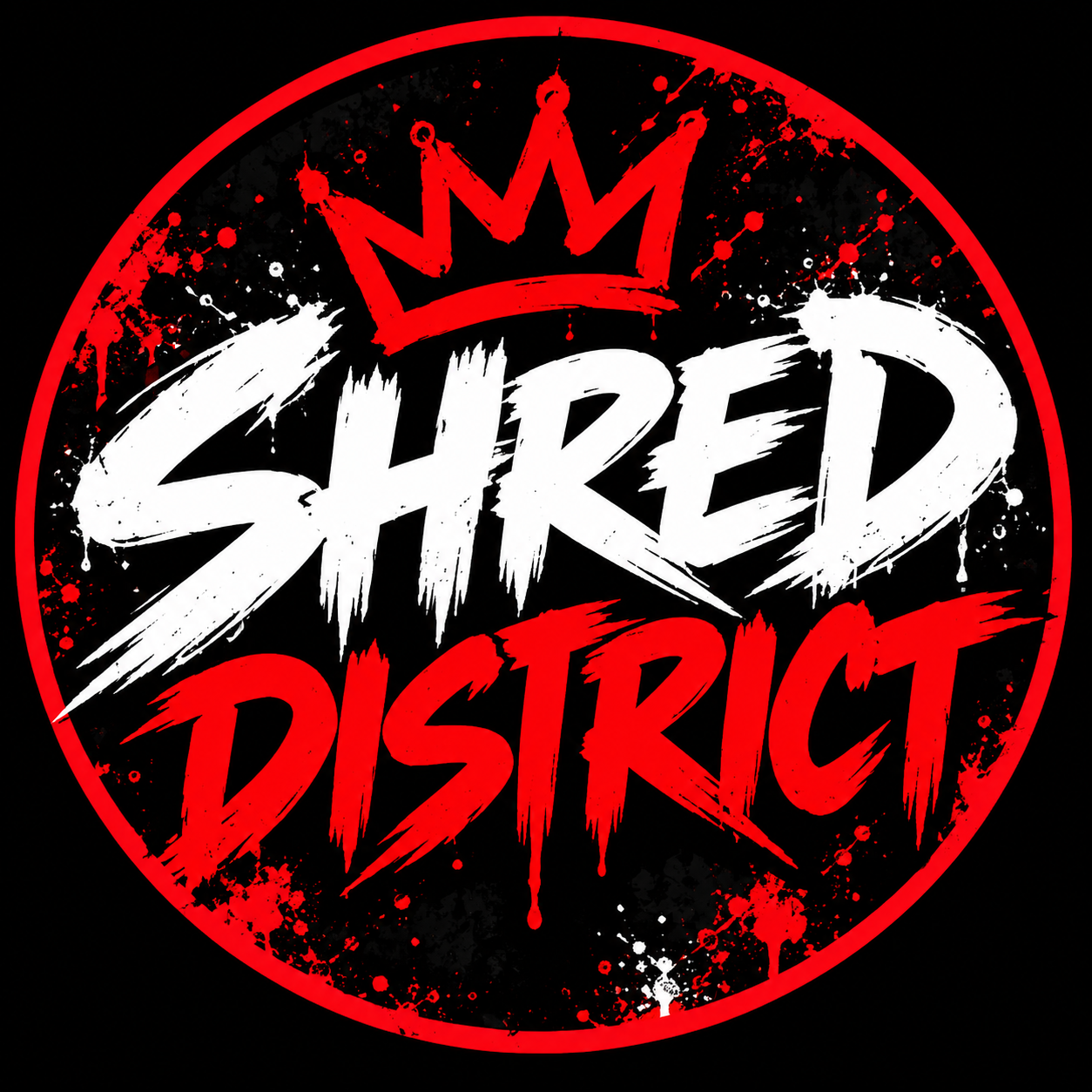 Shred District skateboard shop logo featuring bold skate-inspired branding.