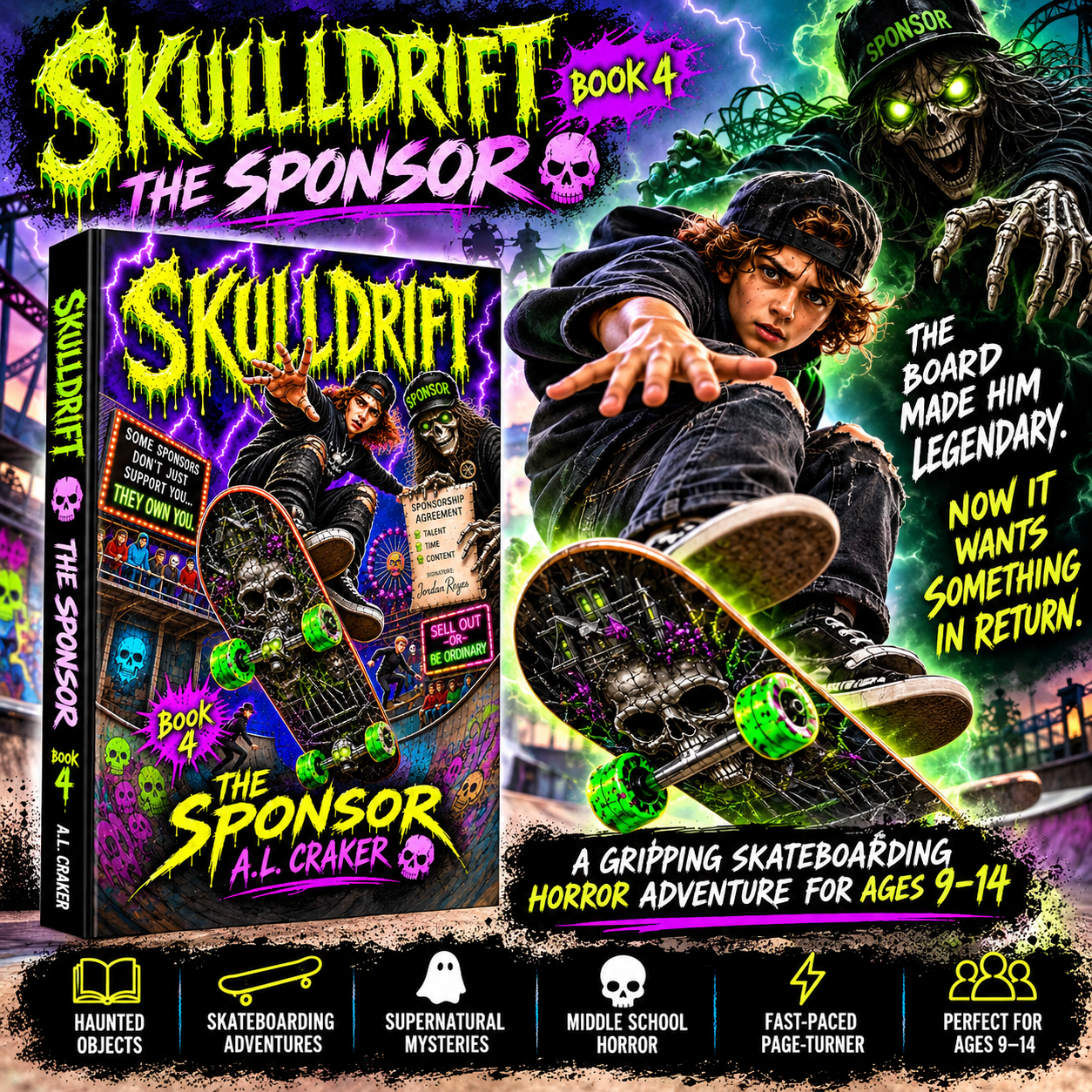 SKULLDRIFT Book 4: The Sponsor — A Spooky Skateboarding Horror Adventure for Ages 9–14