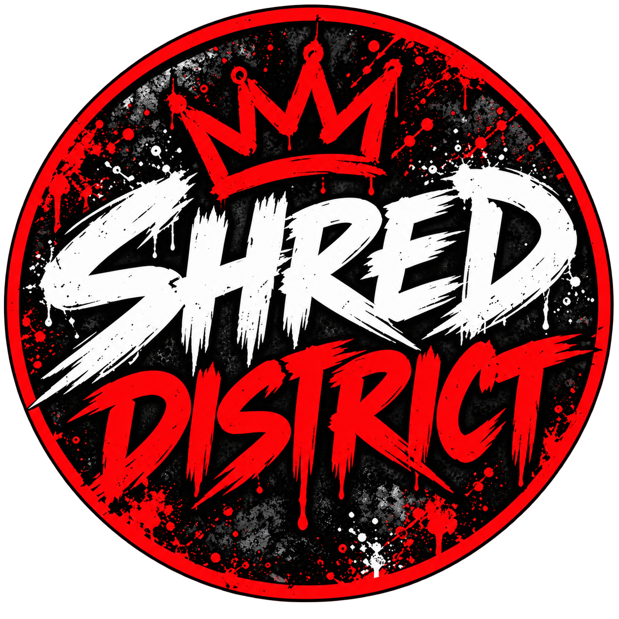 Shred District skateboard shop logo featuring bold skate-inspired branding.